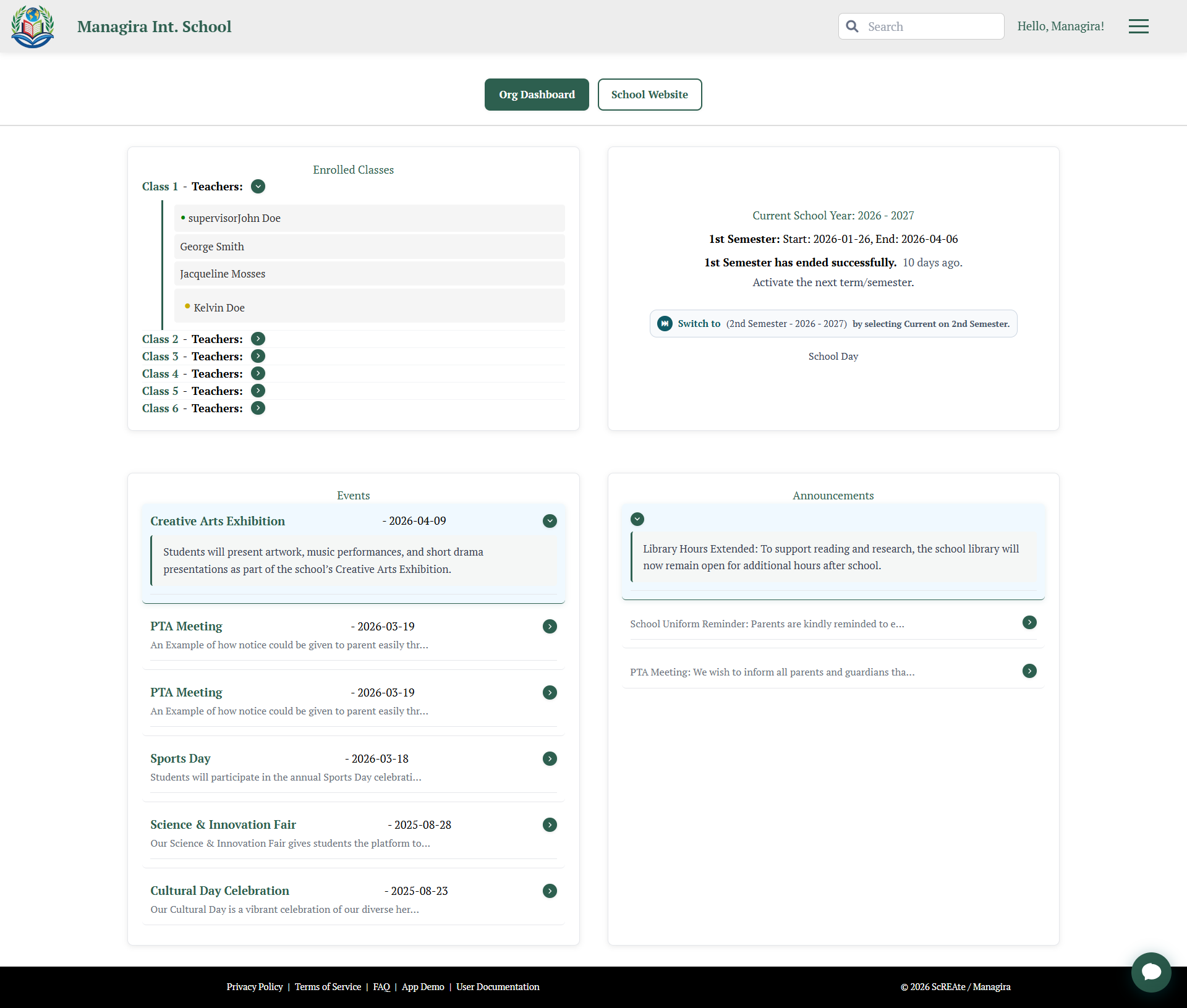 Organization Dashboard preview