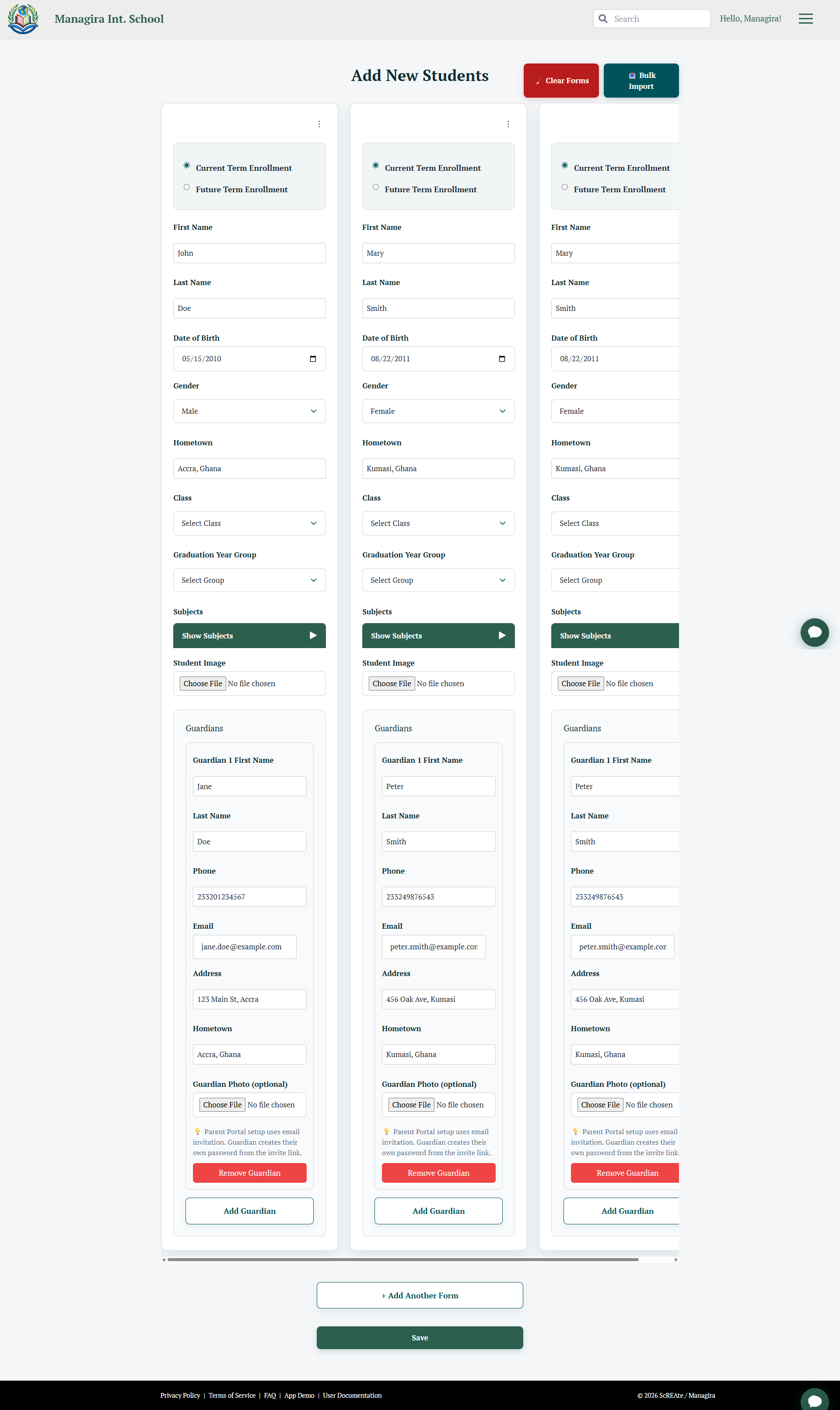Student Enrollment preview